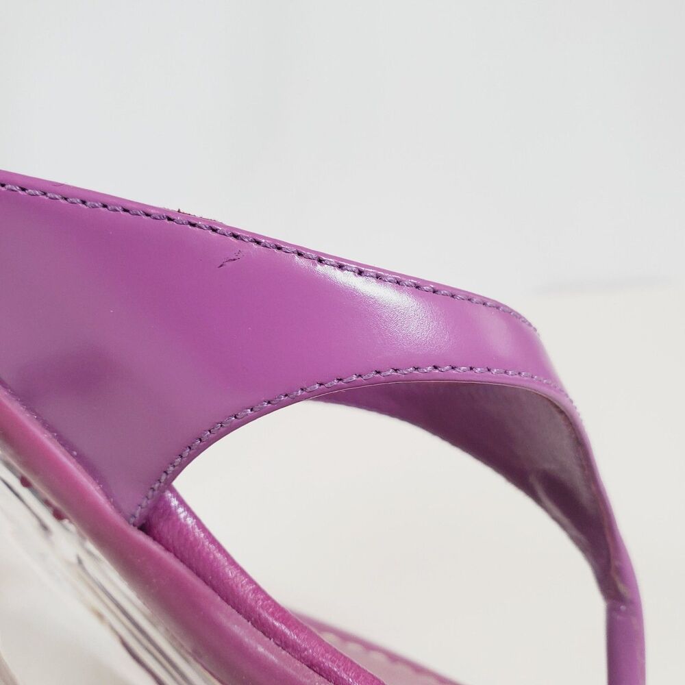 Vintage Prada Women’s Sandals EU 37 US 7 Purple Leather Thong Kitten Heel Italy - Picture 6 of 14